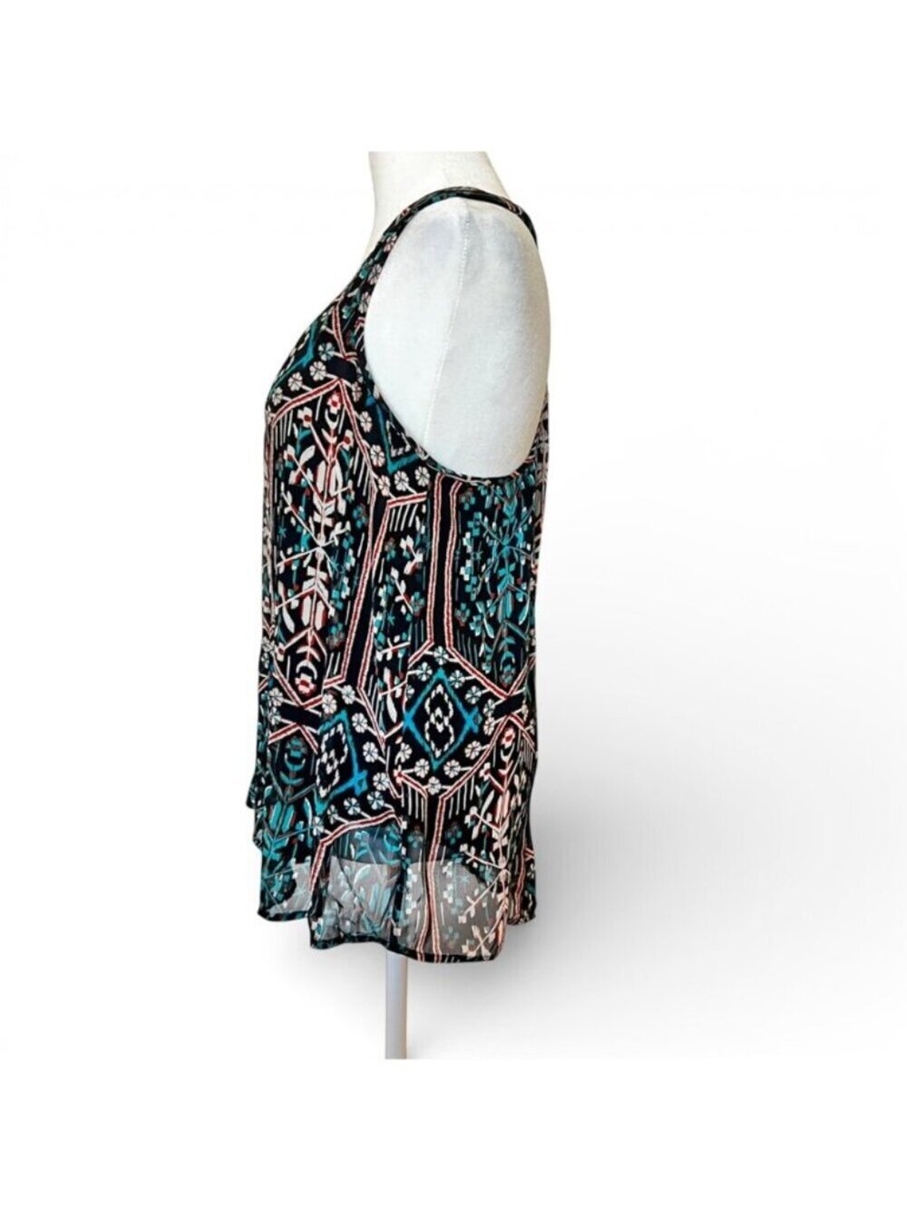 Ella Moss Chic Racerback Tank Boho Geometric Print Top Sz M Flowy Resort - Picture 4 of 13